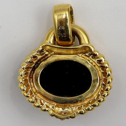 K18オニキスダイヤモンドペンダントトップ　D0.18ct　重量8.40ｇ(石の重量含む)　レディース（中古）