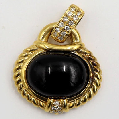 K18オニキスダイヤモンドペンダントトップ　D0.18ct　重量8.40ｇ(石の重量含む)　レディース（中古）