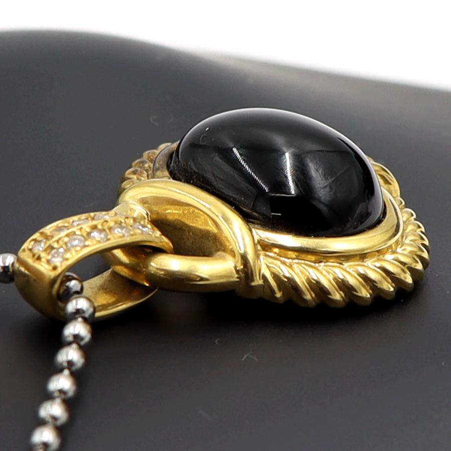 K18オニキスダイヤモンドペンダントトップ　D0.18ct　重量8.40ｇ(石の重量含む)　レディース（中古）