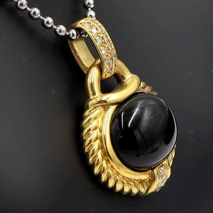 K18オニキスダイヤモンドペンダントトップ　D0.18ct　重量8.40ｇ(石の重量含む)　レディース（中古）