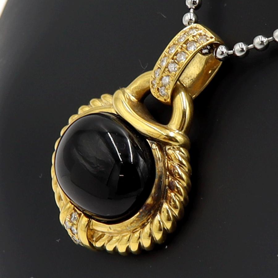 K18オニキスダイヤモンドペンダントトップ　D0.18ct　重量8.40ｇ(石の重量含む)　レディース（中古）