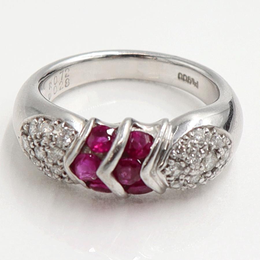 Pt900ルビーダイヤモンドリング　R0.72ct　D0.28ct　リングサイズ12号　重量8.67ｇ(石の重量含む)　レディース（中古）