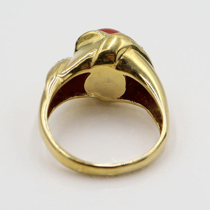 K18サンゴダイヤモンドリング　8mm　D0.06ct　リングサイズ12号　重量6.13ｇ(石の重量含む)　レディース(中古)