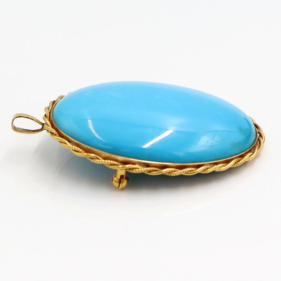 K18トルコ石ペンダントブローチ　重量14.90ｇ　レディース（中古）