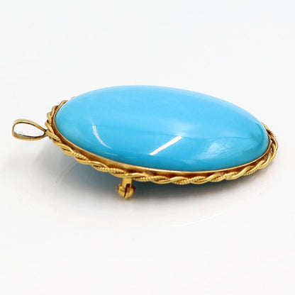 K18トルコ石ペンダントブローチ　重量14.90ｇ　レディース（中古）