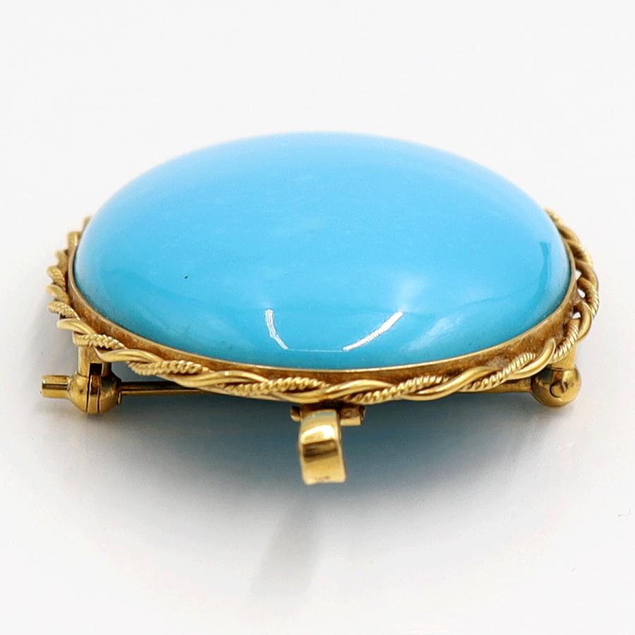 K18トルコ石ペンダントブローチ　重量14.90ｇ　レディース（中古）