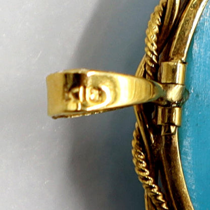 K18トルコ石ペンダントブローチ　重量14.90ｇ　レディース（中古）