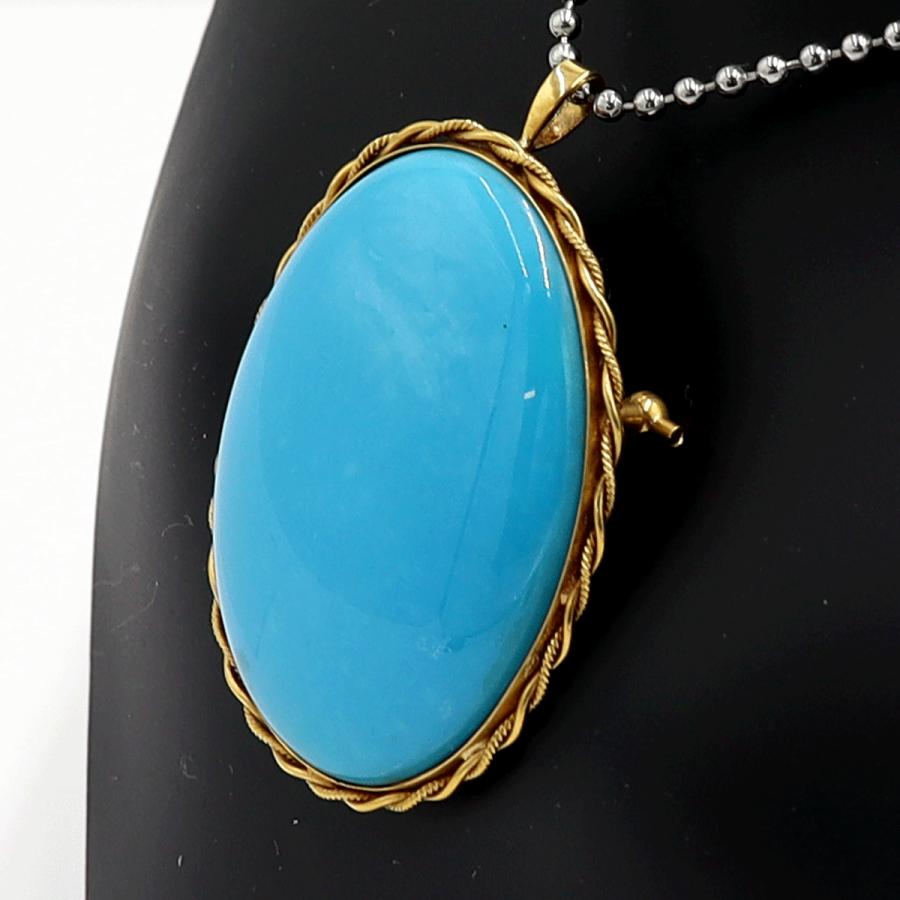 K18トルコ石ペンダントブローチ　重量14.90ｇ　レディース（中古）