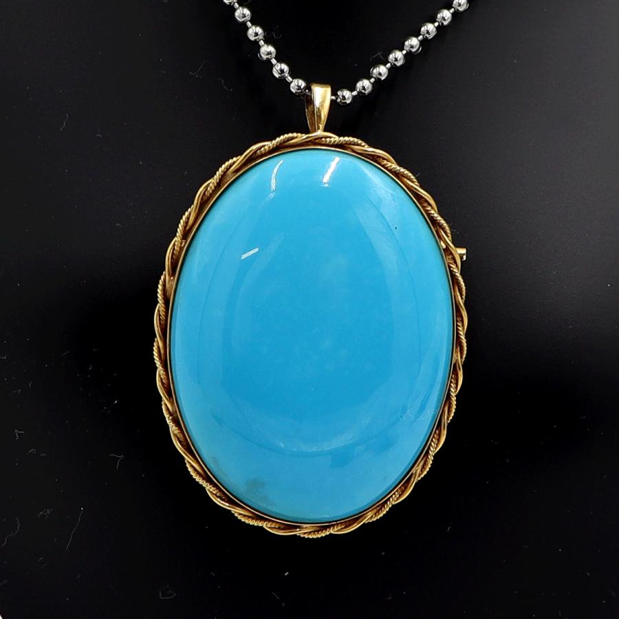 K18トルコ石ペンダントブローチ　重量14.90ｇ　レディース（中古）