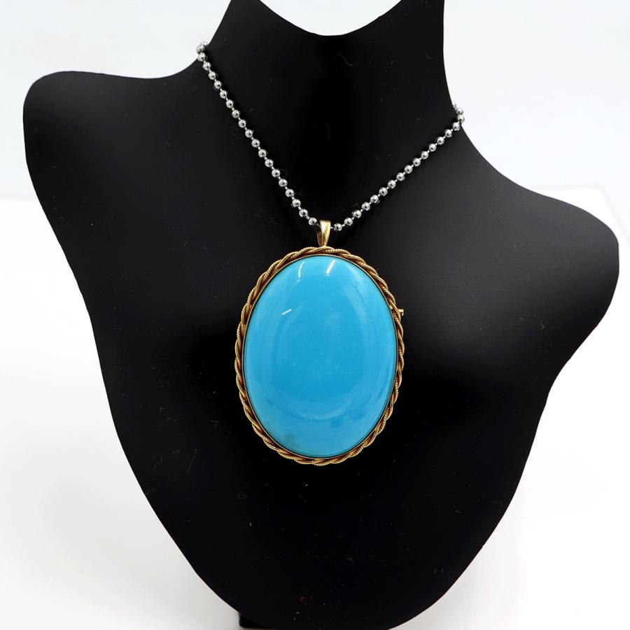 K18トルコ石ペンダントブローチ　重量14.90ｇ　レディース（中古）