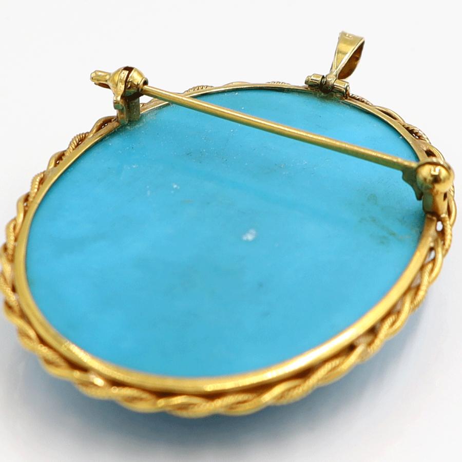 K18トルコ石ペンダントブローチ　重量14.90ｇ　レディース（中古）