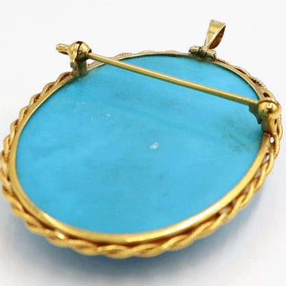 K18トルコ石ペンダントブローチ　重量14.90ｇ　レディース（中古）