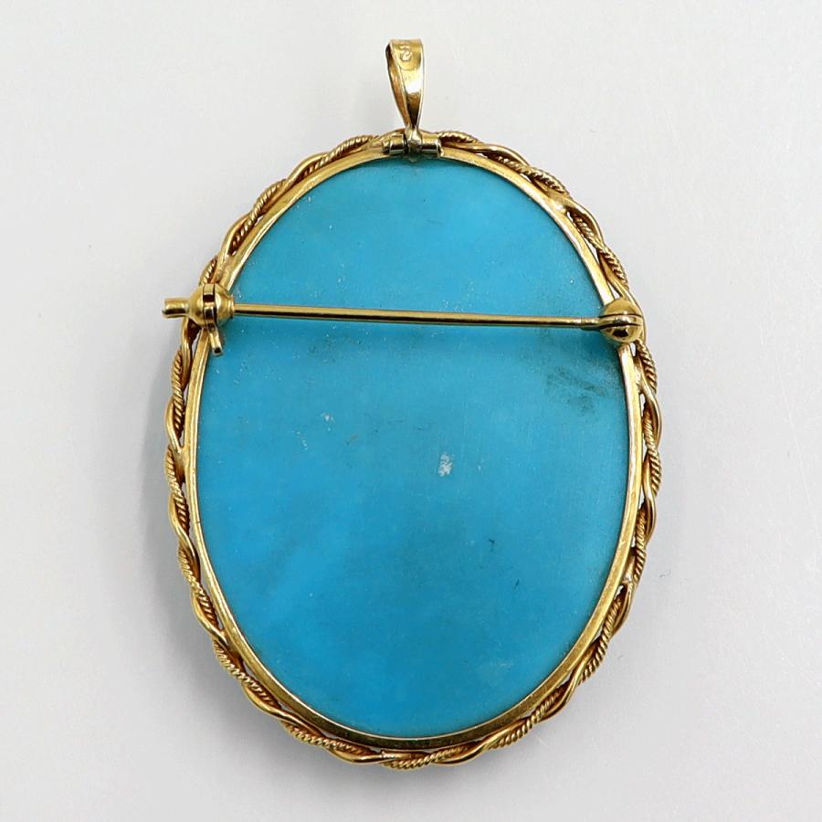 K18トルコ石ペンダントブローチ　重量14.90ｇ　レディース（中古）