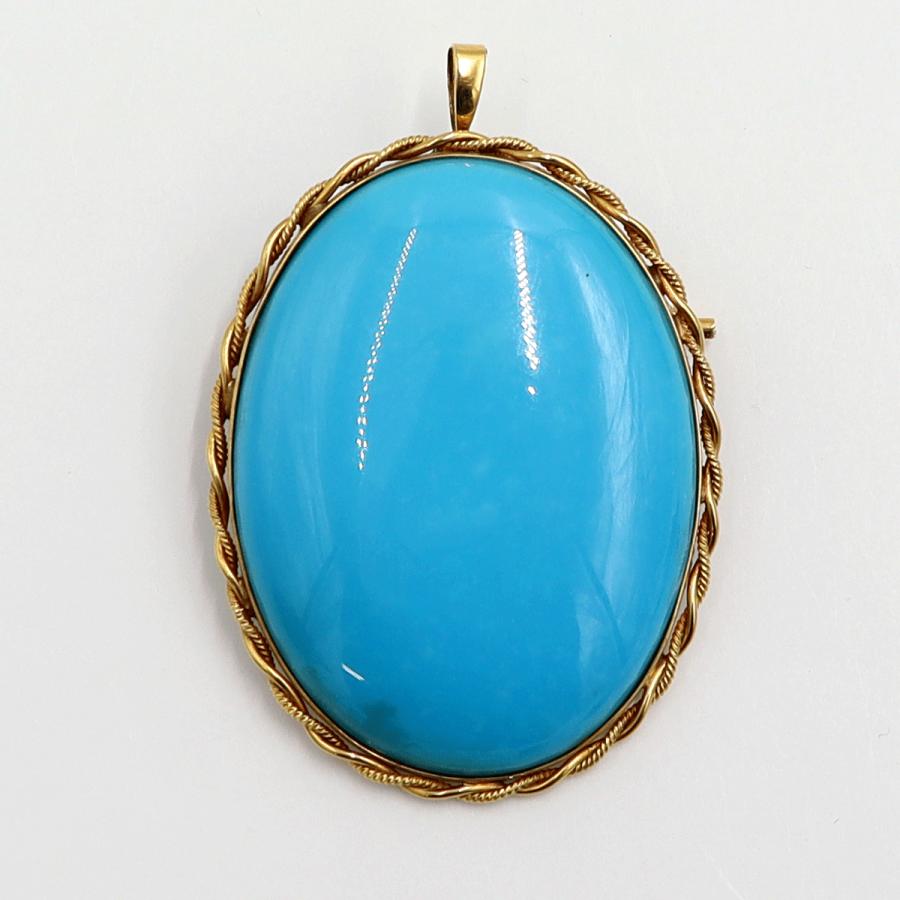 K18トルコ石ペンダントブローチ　重量14.90ｇ　レディース（中古）