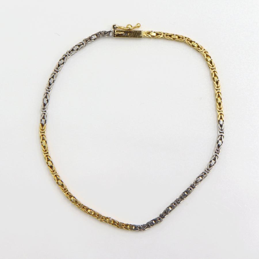 750デザインブレスレット　ツーカラー　長さ17.5cm　重量5.24ｇ（中古）