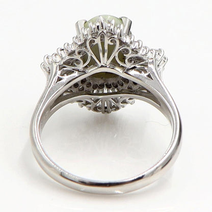 Pt900キャッツアイダイヤモンドリング　CT4.49ct　D1.172ct　リングサイズ19号　重量11.40ｇ(石の重量含む)　キャッツアイ　ダイヤモンド　レディース（中古）