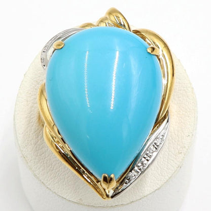 K18/Pt900トルコ石ダイヤモンドリング　D0.047ct　リングサイズ17号　重量12.89ｇ(石の重量含む)　レディース（中古）