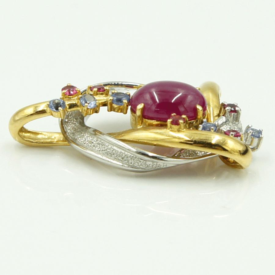 K18/Pt900マルチ石ペンダントトップ　R6.08ct　D0.09ct　重量14.23ｇ(石の重量含む)　 レディース（中古）