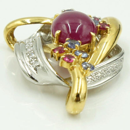 K18/Pt900マルチ石ペンダントトップ　R6.08ct　D0.09ct　重量14.23ｇ(石の重量含む)　 レディース（中古）