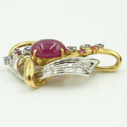 K18/Pt900マルチ石ペンダントトップ　R6.08ct　D0.09ct　重量14.23ｇ(石の重量含む)　 レディース（中古）