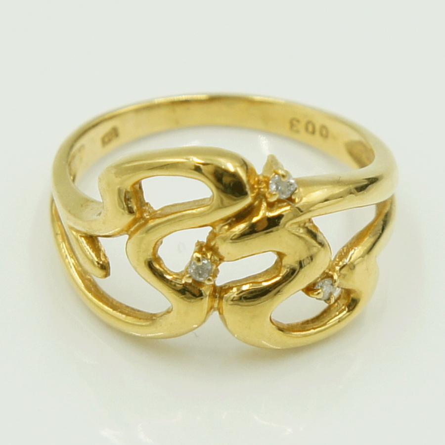 K18ダイヤモンドリング　D0.03ct　リングサイズ12号　重量3.64ｇ(石の重量含む)（中古）