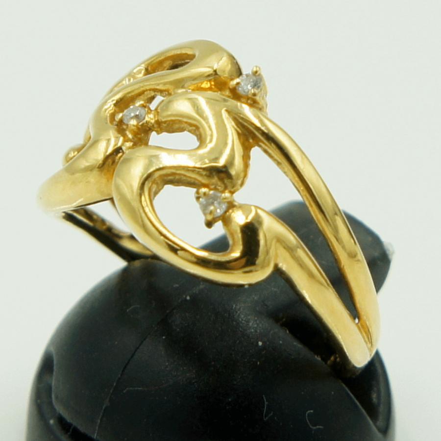 K18ダイヤモンドリング　D0.03ct　リングサイズ12号　重量3.64ｇ(石の重量含む)（中古）