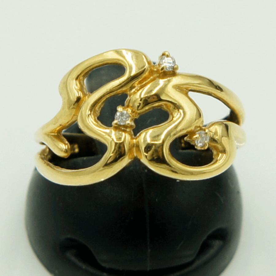 K18ダイヤモンドリング　D0.03ct　リングサイズ12号　重量3.64ｇ(石の重量含む)（中古）