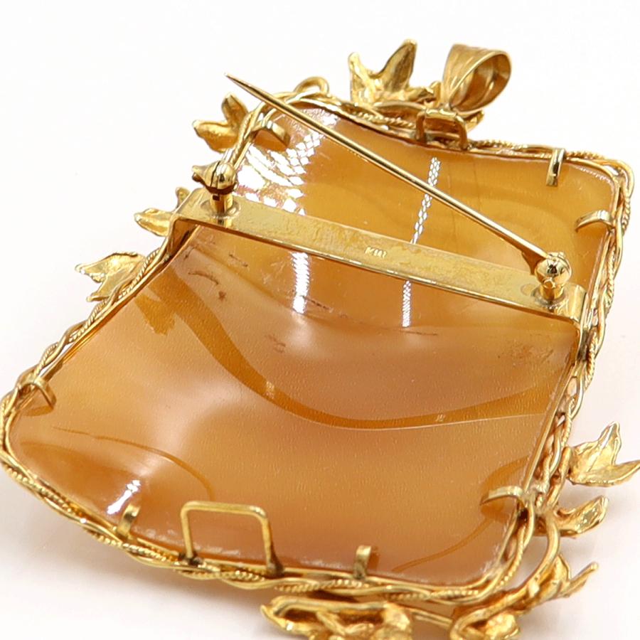 K18枠シェルカメオペンダントブローチ　重量19.58ｇ　レディース（中古）