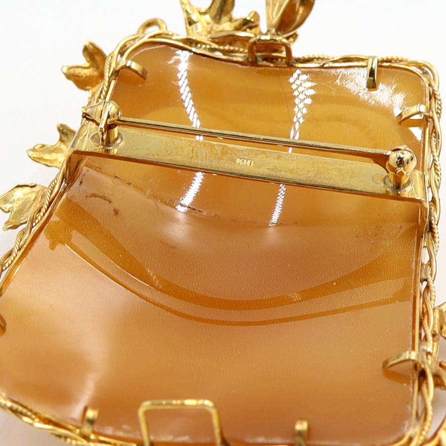 K18枠シェルカメオペンダントブローチ　重量19.58ｇ　レディース（中古）