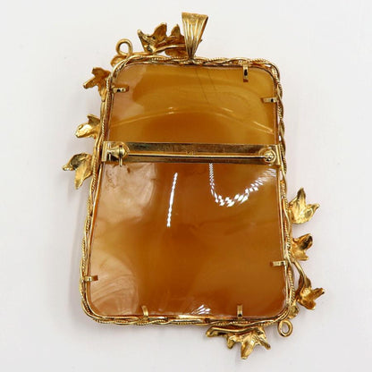 K18枠シェルカメオペンダントブローチ　重量19.58ｇ　レディース（中古）