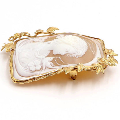 K18枠シェルカメオペンダントブローチ　重量19.58ｇ　レディース（中古）