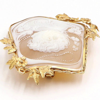 K18枠シェルカメオペンダントブローチ　重量19.58ｇ　レディース（中古）