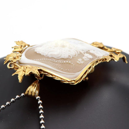 K18枠シェルカメオペンダントブローチ　重量19.58ｇ　レディース（中古）