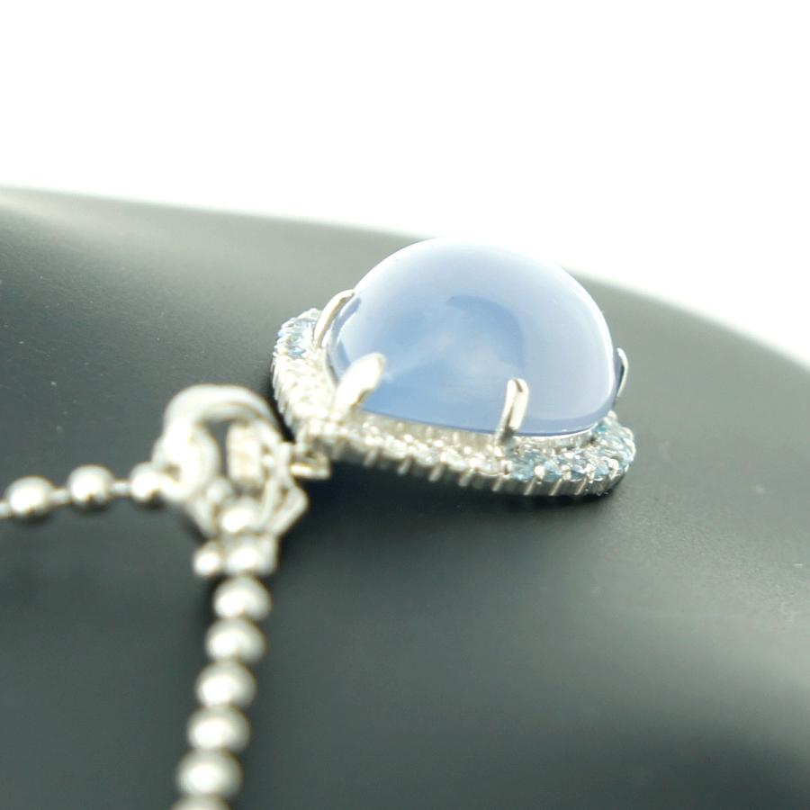 K18WGカルセドニーペンダントトップ　C10.91ct　D1.18ct　重量5.73ｇ(石の重量含む)　 レディース（中古）