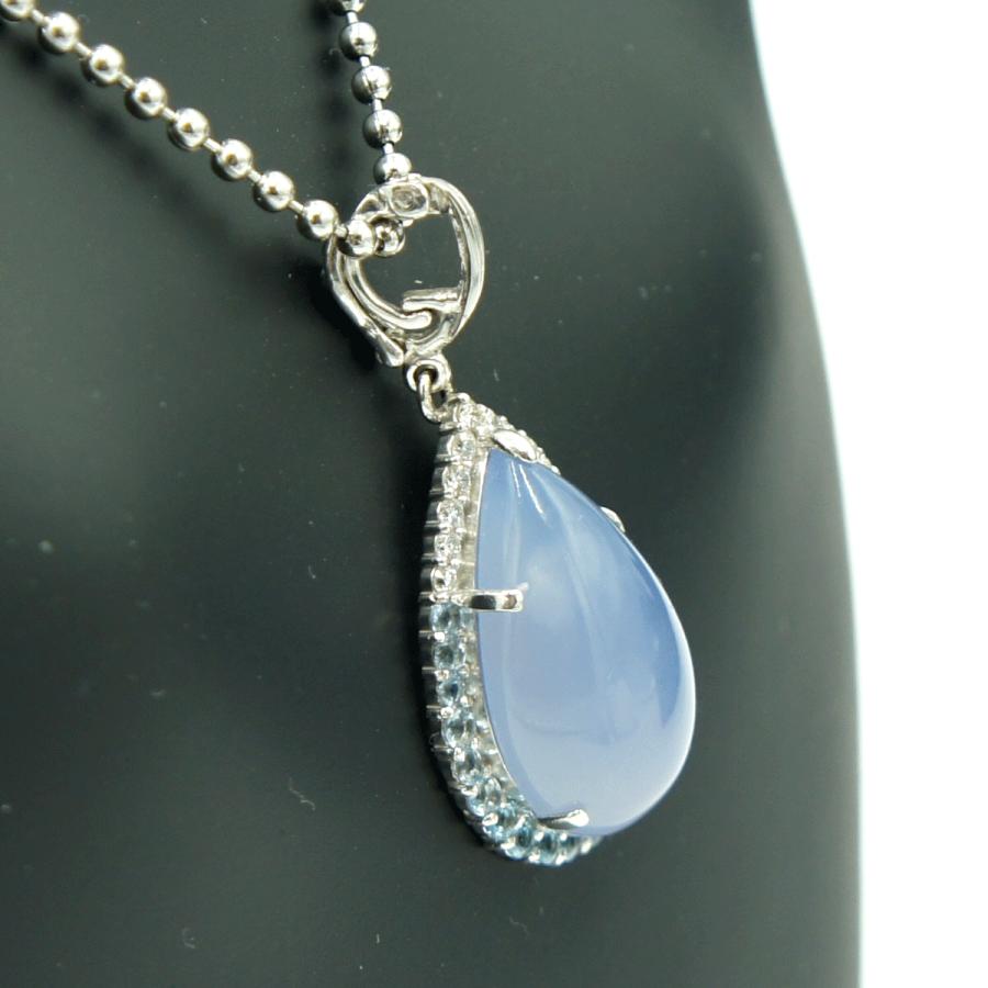 K18WGカルセドニーペンダントトップ　C10.91ct　D1.18ct　重量5.73ｇ(石の重量含む)　 レディース（中古）