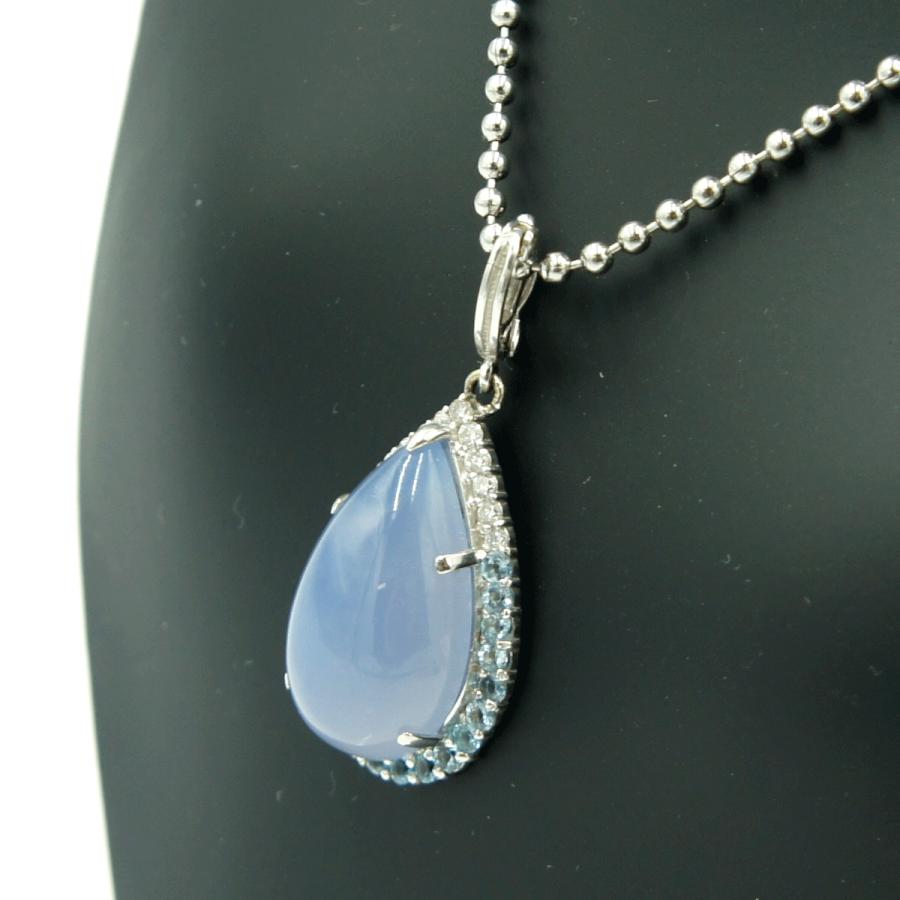 K18WGカルセドニーペンダントトップ　C10.91ct　D1.18ct　重量5.73ｇ(石の重量含む)　 レディース（中古）