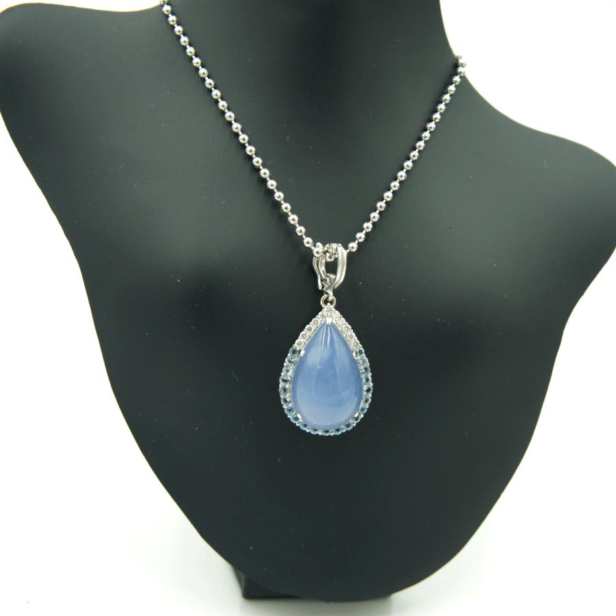 K18WGカルセドニーペンダントトップ　C10.91ct　D1.18ct　重量5.73ｇ(石の重量含む)　 レディース（中古）