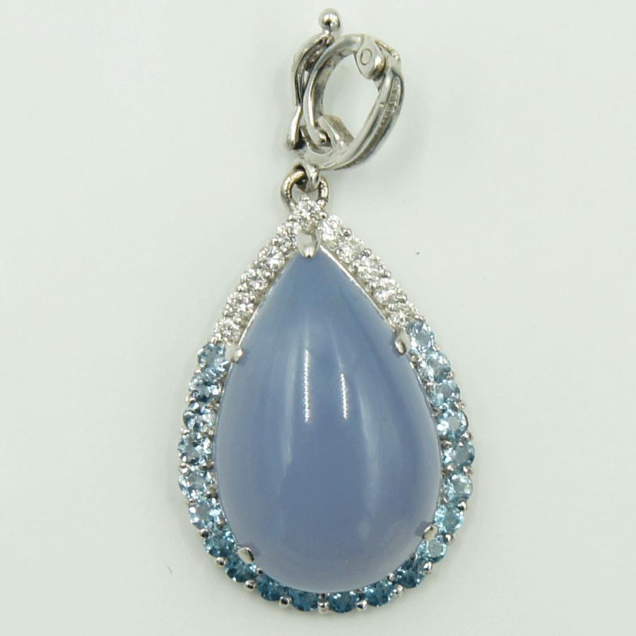 K18WGカルセドニーペンダントトップ　C10.91ct　D1.18ct　重量5.73ｇ(石の重量含む)　 レディース（中古）
