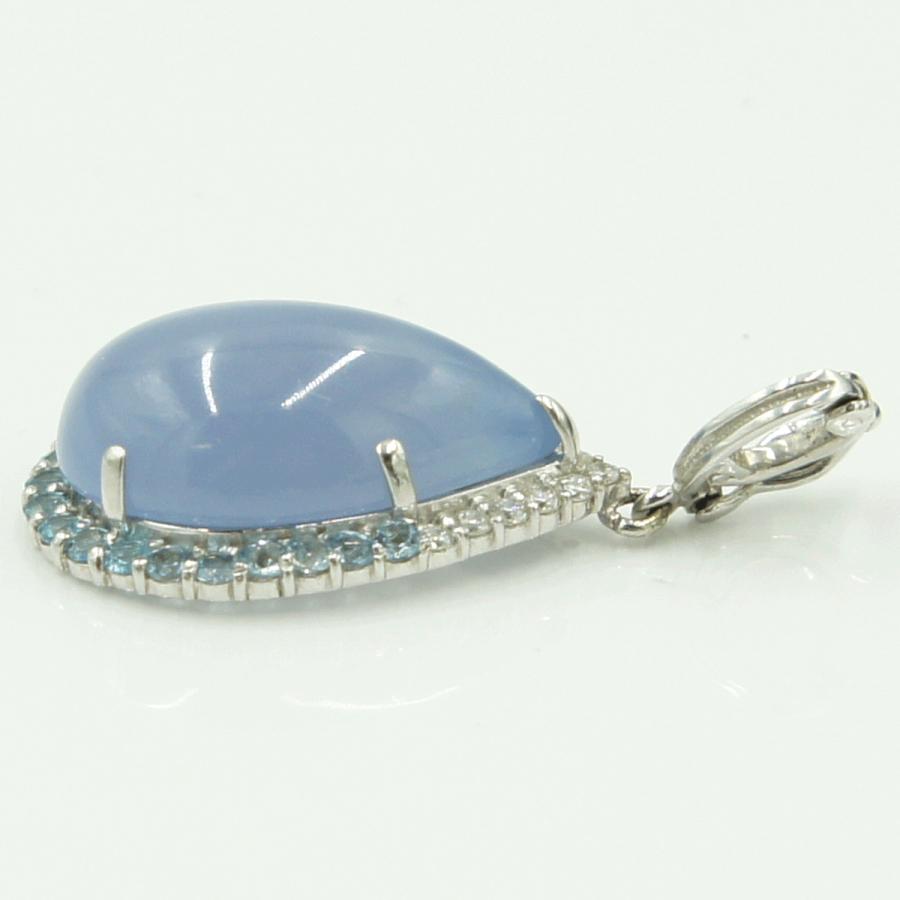 K18WGカルセドニーペンダントトップ　C10.91ct　D1.18ct　重量5.73ｇ(石の重量含む)　 レディース（中古）