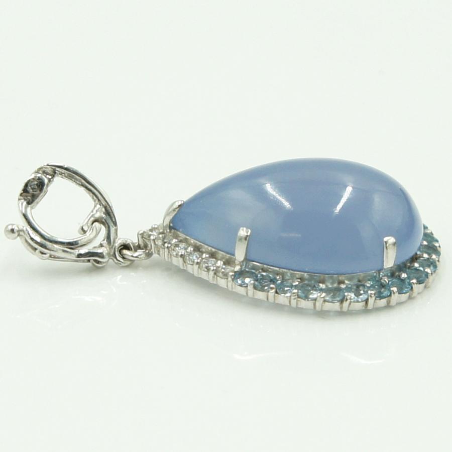 K18WGカルセドニーペンダントトップ　C10.91ct　D1.18ct　重量5.73ｇ(石の重量含む)　 レディース（中古）