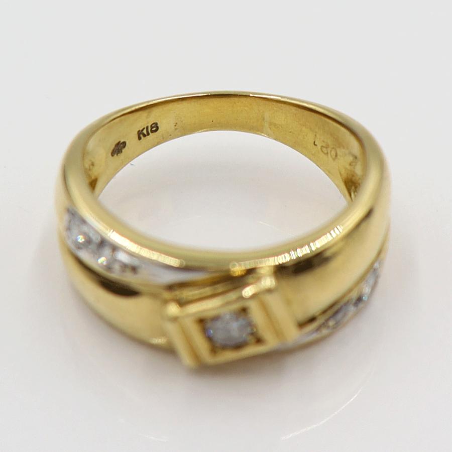 K18ダイヤモンドリング　D0.21ct　リングサイズ11号　重量6.61ｇ(石の重量含む)(中古)