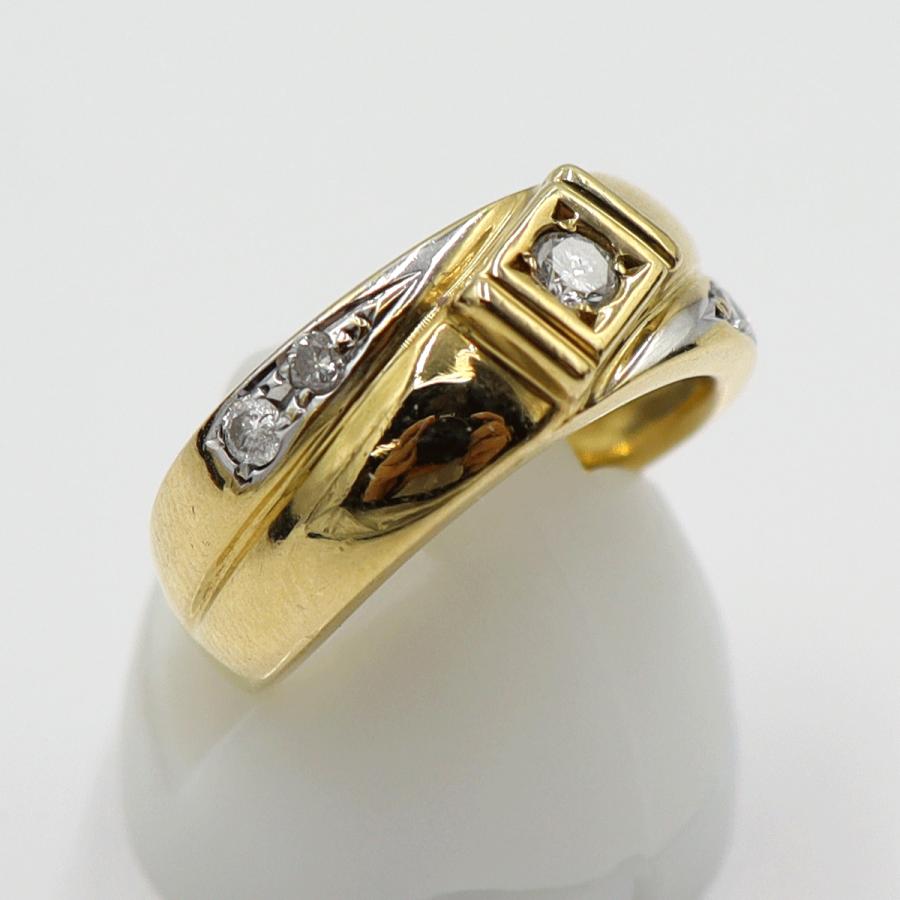 K18ダイヤモンドリング　D0.21ct　リングサイズ11号　重量6.61ｇ(石の重量含む)(中古)