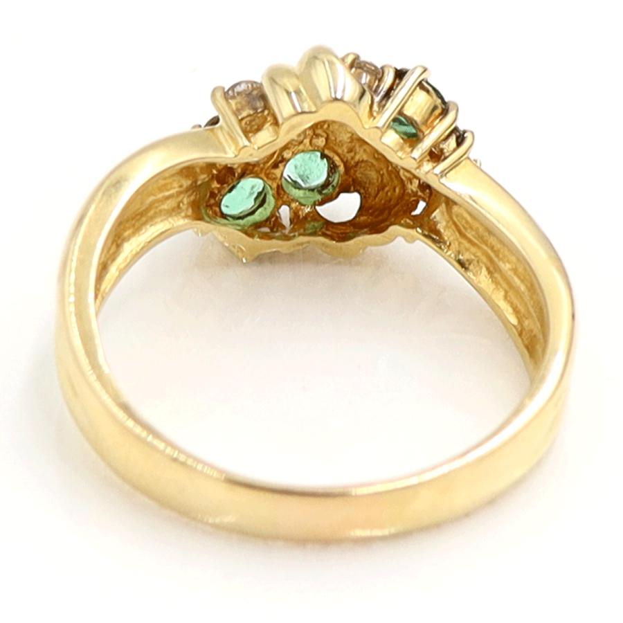 K18エメラルドダイヤモンドリング　E0.32ct　D0.18ct　リングサイズ14号　重量5.19ｇ(石の重量含む)　レディース（中古）