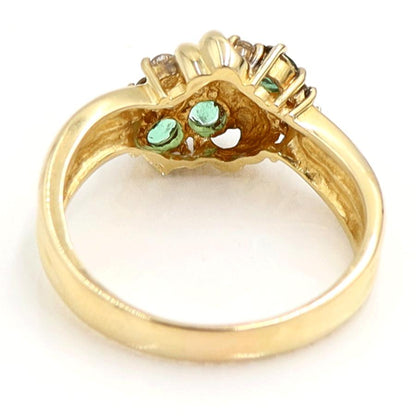 K18エメラルドダイヤモンドリング　E0.32ct　D0.18ct　リングサイズ14号　重量5.19ｇ(石の重量含む)　レディース（中古）