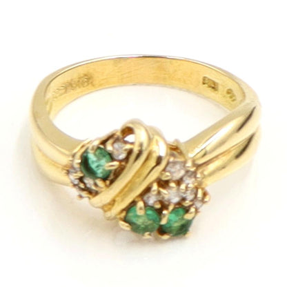 K18エメラルドダイヤモンドリング　E0.32ct　D0.18ct　リングサイズ14号　重量5.19ｇ(石の重量含む)　レディース（中古）