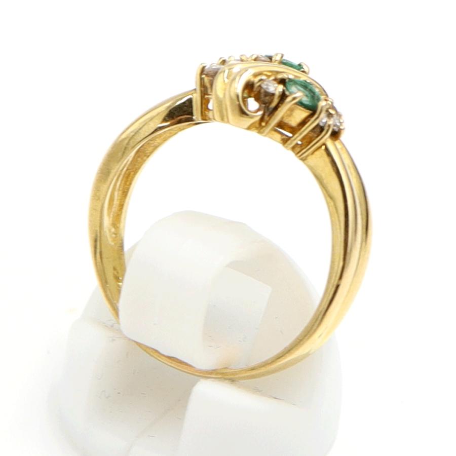 K18エメラルドダイヤモンドリング　E0.32ct　D0.18ct　リングサイズ14号　重量5.19ｇ(石の重量含む)　レディース（中古）