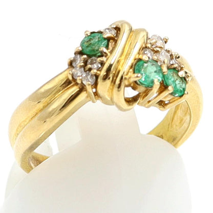 K18エメラルドダイヤモンドリング　E0.32ct　D0.18ct　リングサイズ14号　重量5.19ｇ(石の重量含む)　レディース（中古）