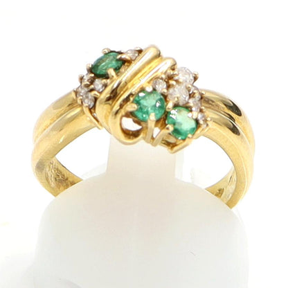 K18エメラルドダイヤモンドリング　E0.32ct　D0.18ct　リングサイズ14号　重量5.19ｇ(石の重量含む)　レディース（中古）