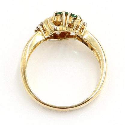 K18エメラルドダイヤモンドリング　E0.32ct　D0.18ct　リングサイズ14号　重量5.19ｇ(石の重量含む)　レディース（中古）