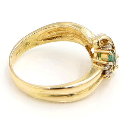 K18エメラルドダイヤモンドリング　E0.32ct　D0.18ct　リングサイズ14号　重量5.19ｇ(石の重量含む)　レディース（中古）